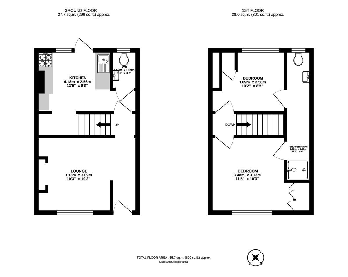 2 bed terraced house to rent in Rosewood Terrace, Exeter - Property Floorplan