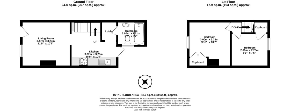 2 bed terraced house to rent in Grendon Buildings, Exeter - Property Floorplan