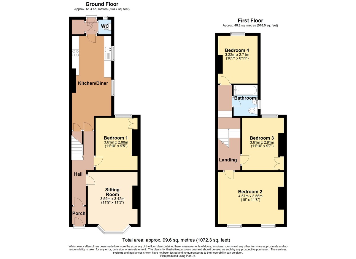 4 bed terraced house to rent in St Annes Road, Exeter, EX1 - Property floorplan