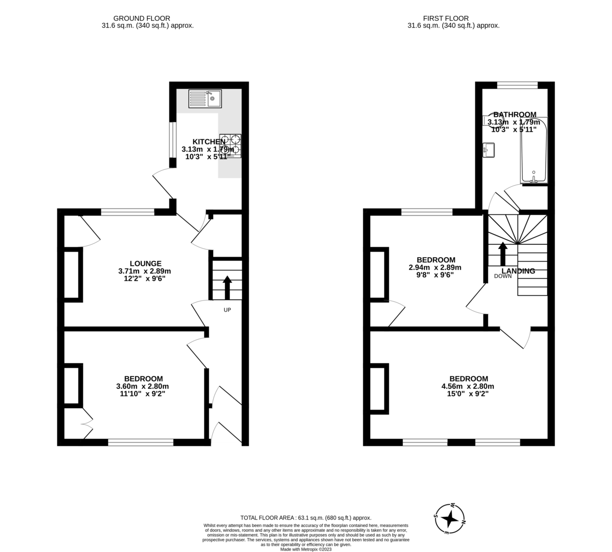 3 bed terraced house to rent in Hoopern Street - Property floorplan