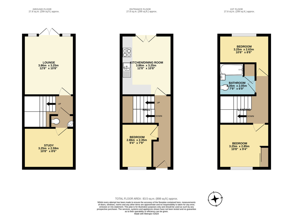 3 bed terraced house to rent in Colleton Mews, Exeter - Property Floorplan