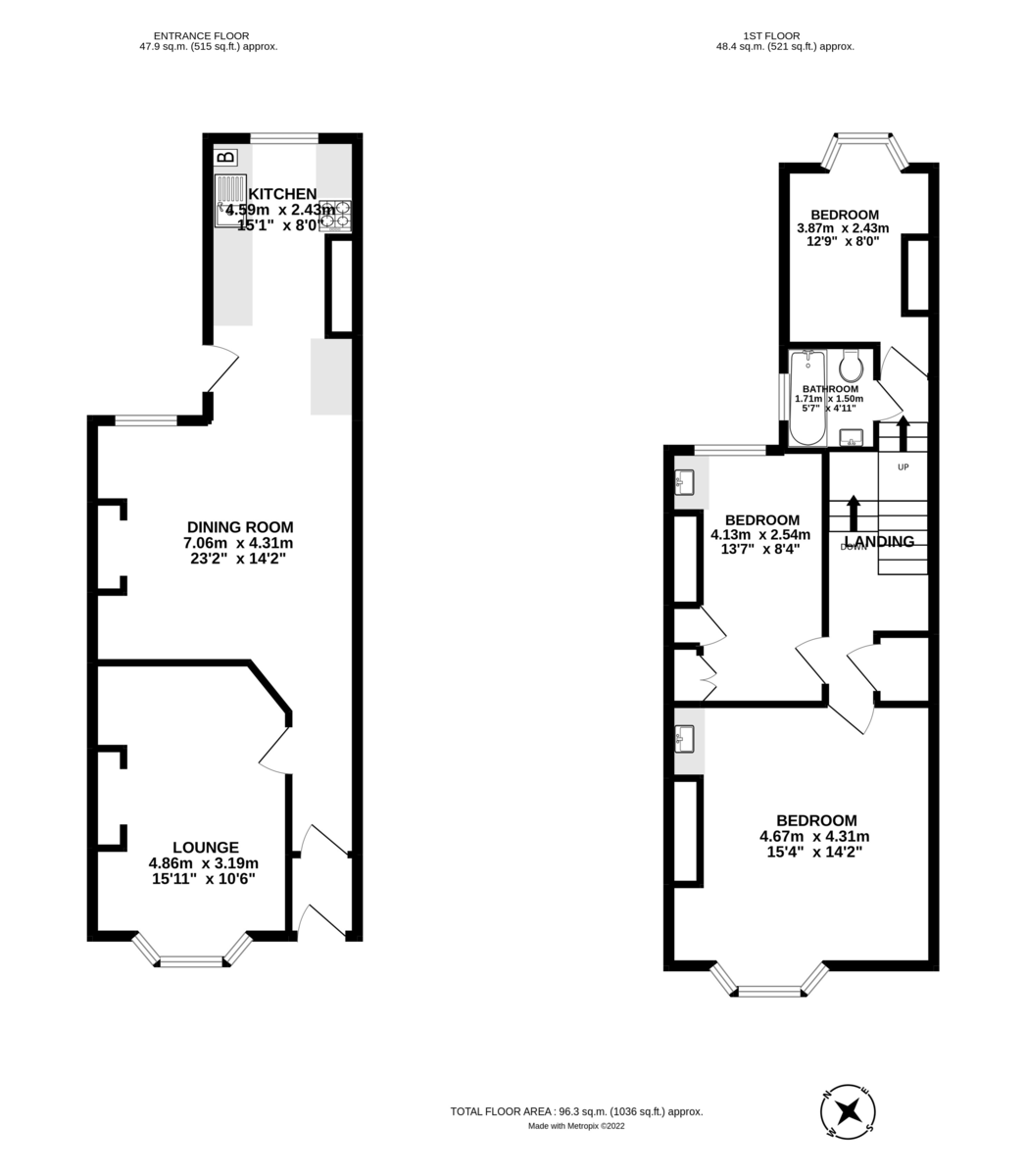 3 bed terraced house to rent in Regents Park, Heavitree - Property Floorplan