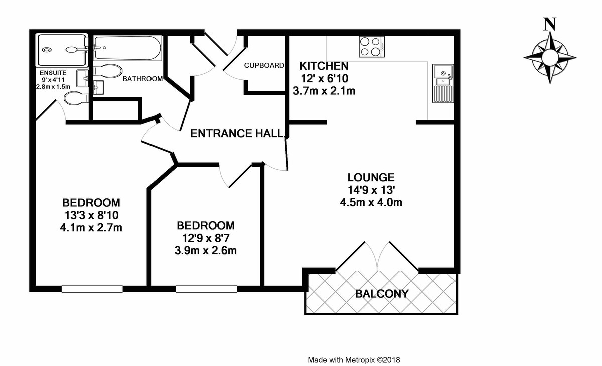 2 bed flat to rent in Constantine House, Exeter - Property Floorplan