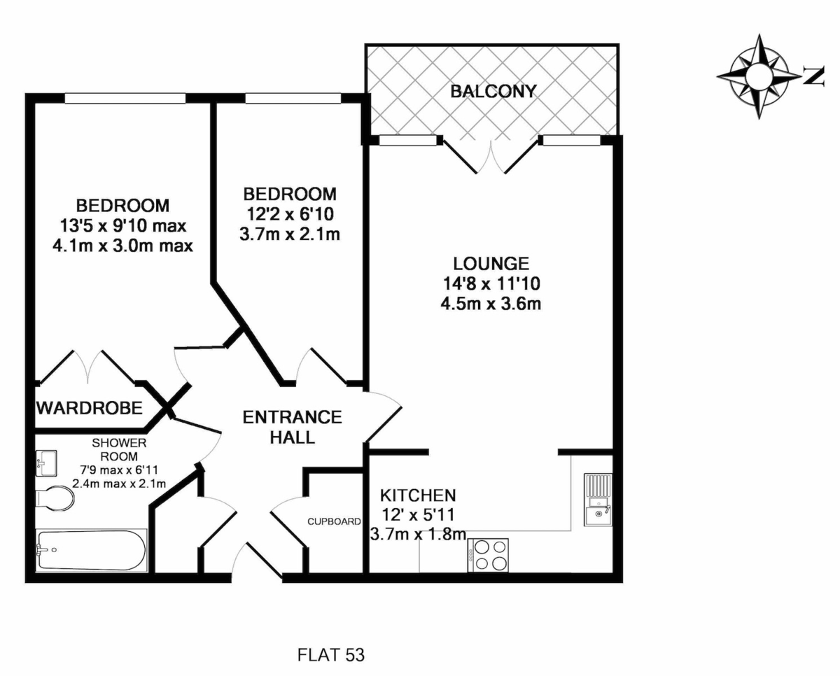 2 bed apartment to rent in Constantine House, Exeter - Property Floorplan