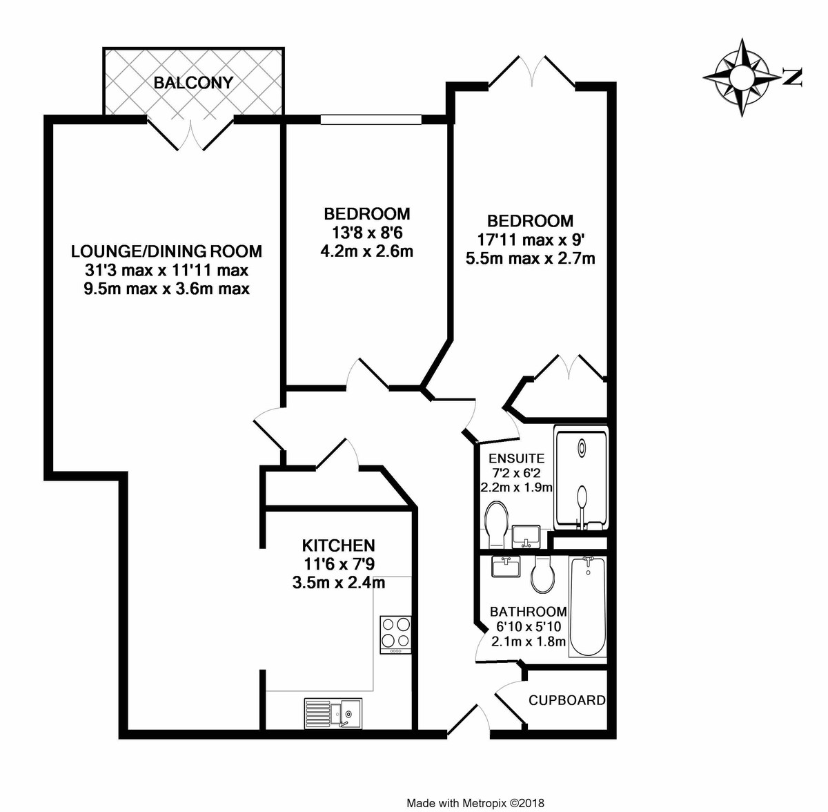 2 bed flat to rent in Julius House, Exeter - Property Floorplan