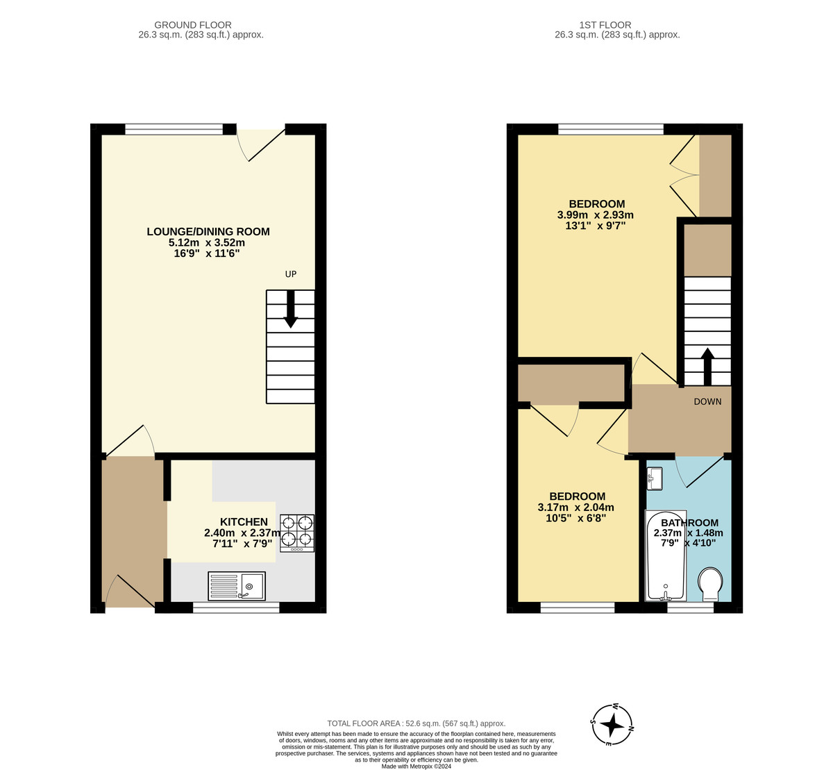 2 bed terraced house to rent in Wilton Way, Exeter - Property Floorplan