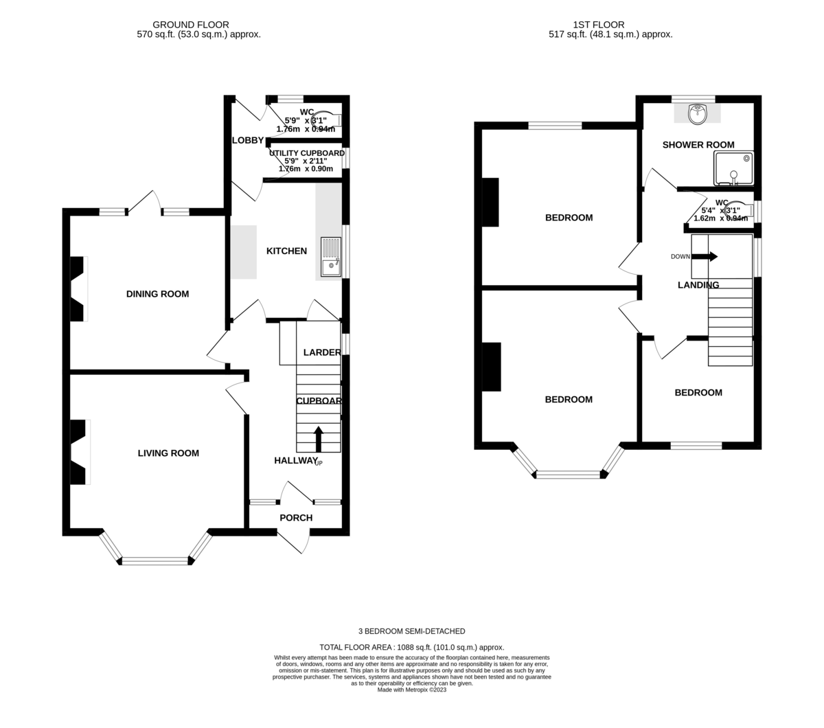 3 bed semi-detached house for sale in Vaughan Road - Property Floorplan
