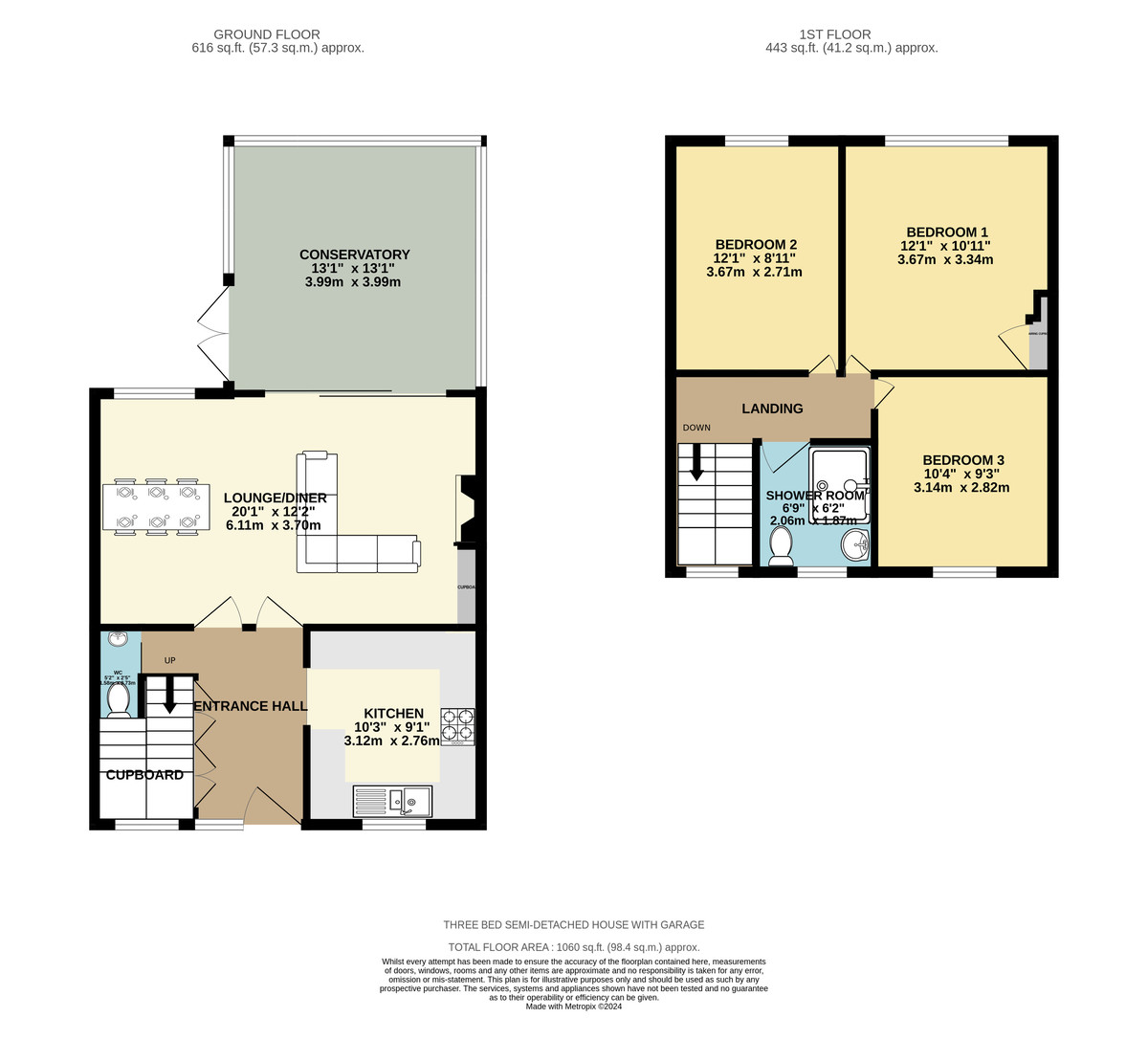 3 bed semi-detached house for sale in Hawthorn Road, Crediton - Property Floorplan