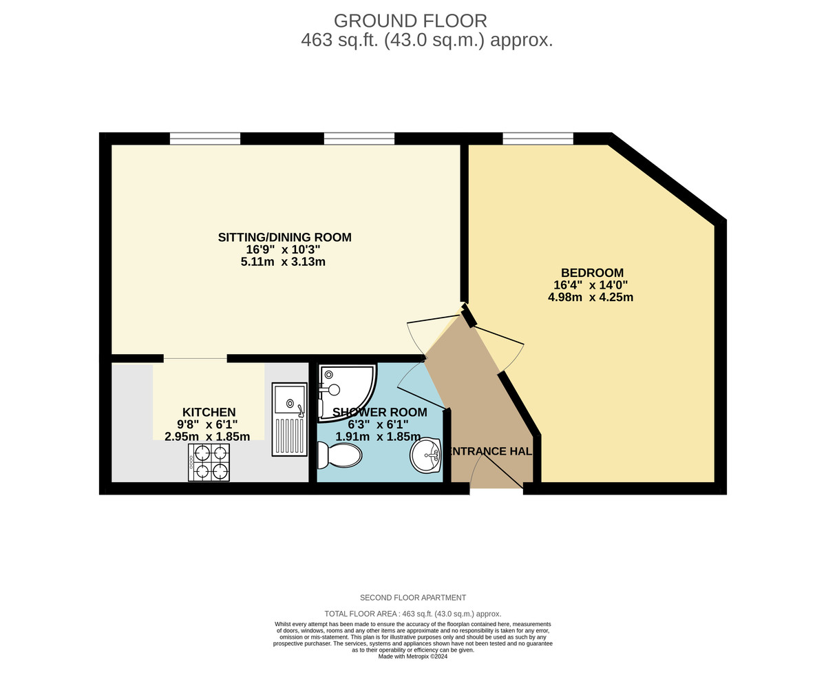 1 bed apartment for sale in Northernhay Street, Exeter - Property Floorplan