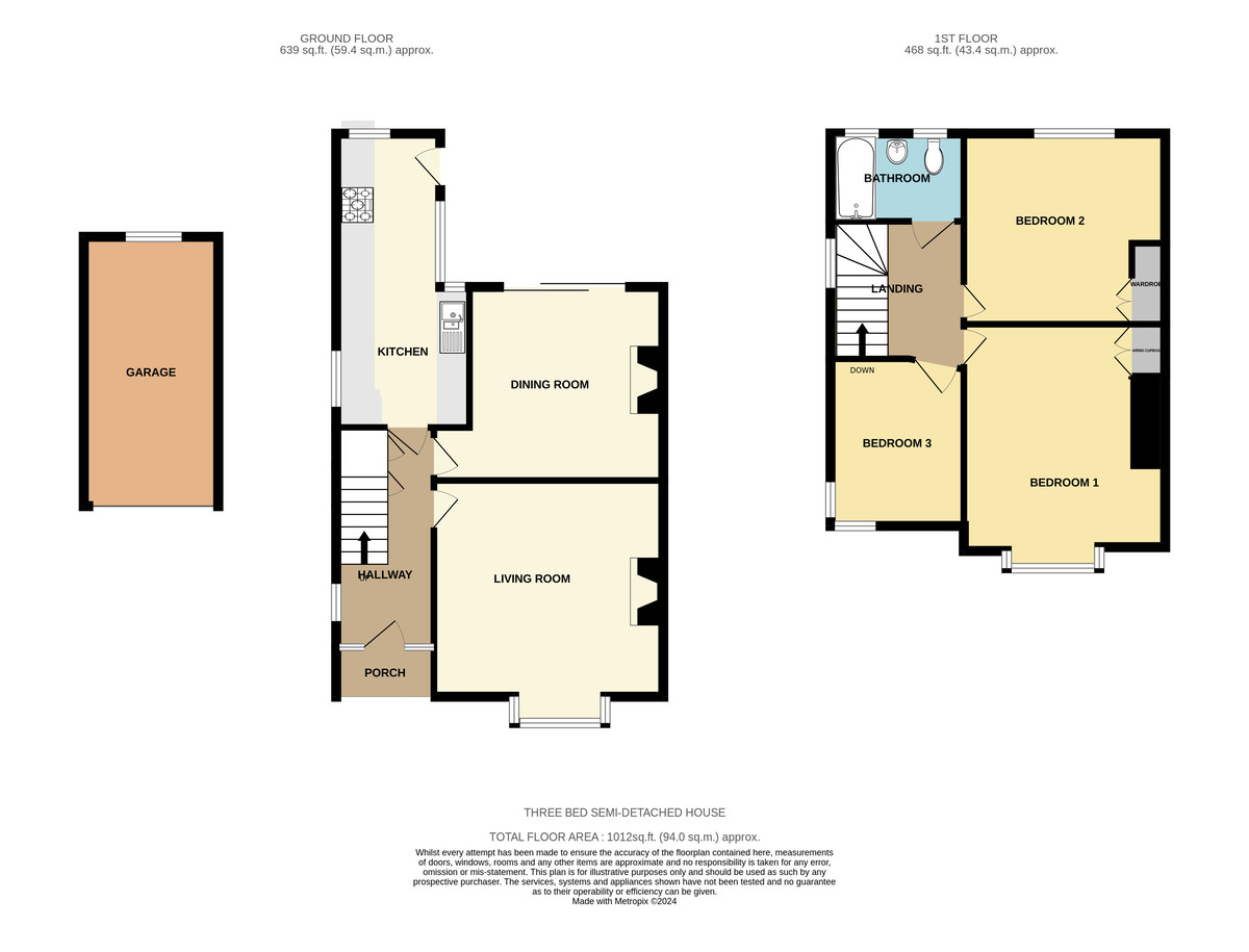 3 bed semi-detached house for sale in Kennerley Avenue, Exeter - Property Floorplan