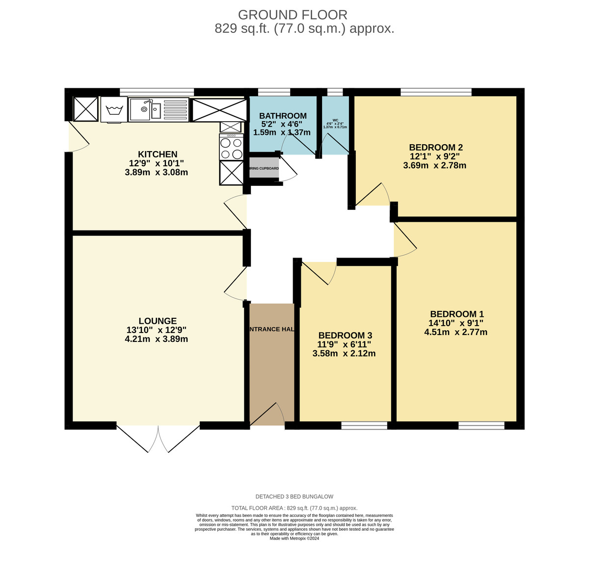 3 bed detached bungalow for sale in Okefield Road - Property Floorplan