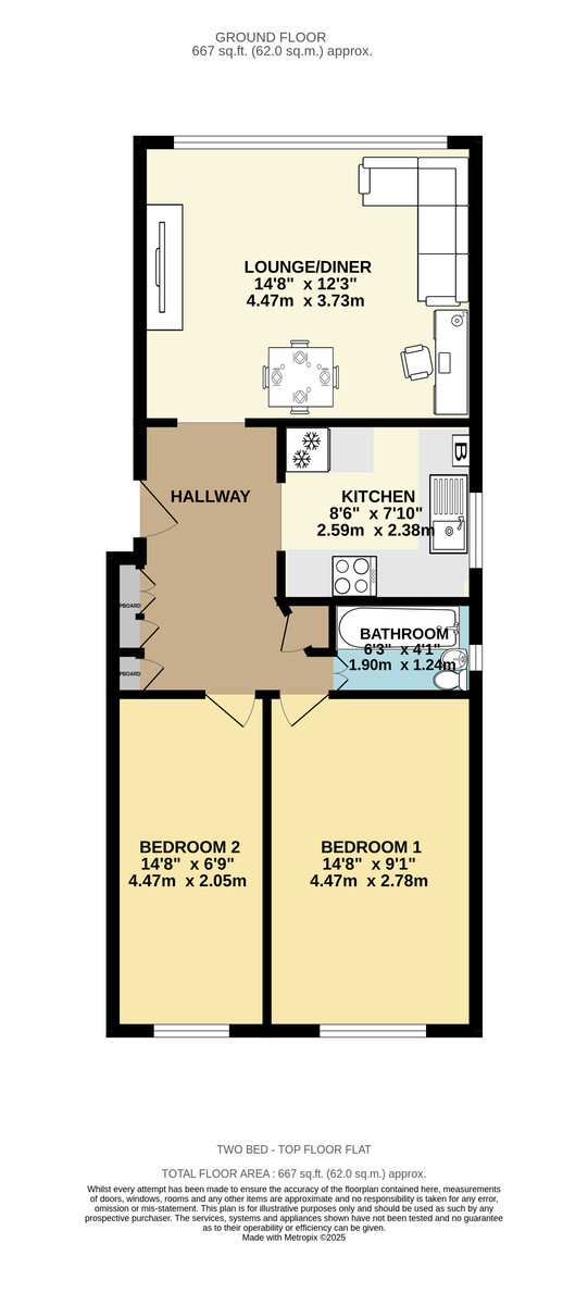 2 bed apartment for sale in Well Street, Exeter - Property Floorplan