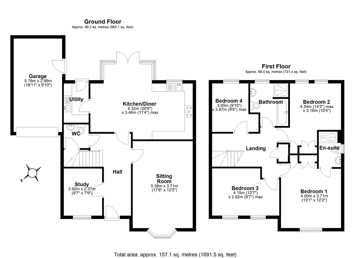 4 bed detached house for sale in Veysey Close, Exeter, EX2 - Property floorplan