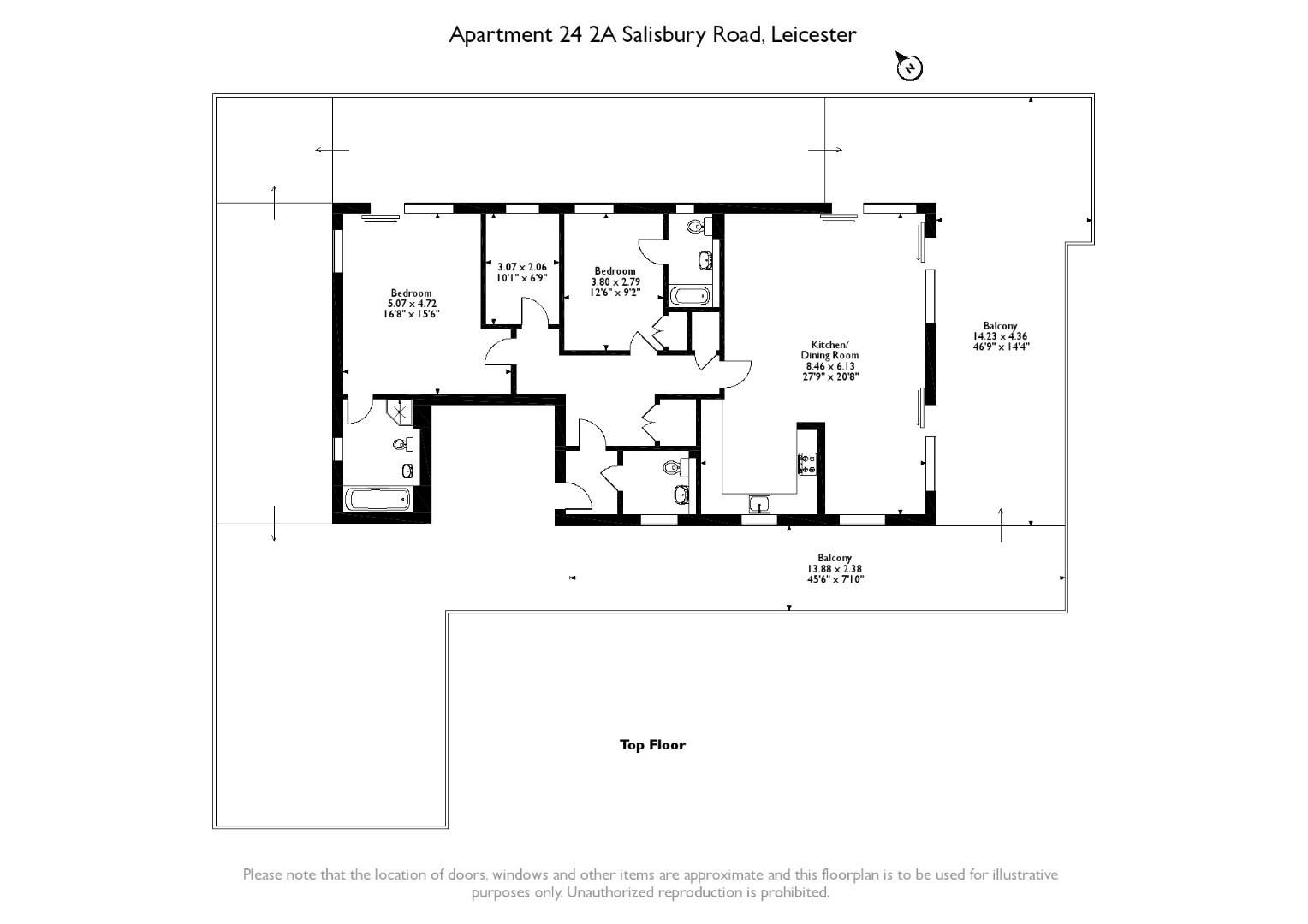 3 bed flat to rent in Salisbury Road, Leicester - Property Floorplan