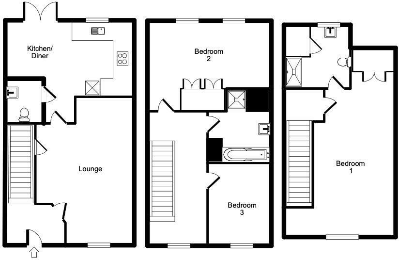 3 bed terraced house to rent in Wolsey Island Way, Leicester - Property Floorplan