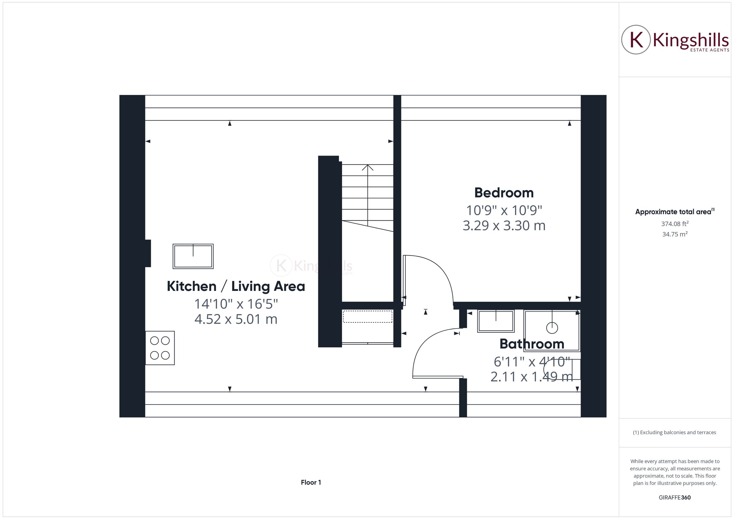 1 bed to rent in Four Ashes Road, High Wycombe - Property floorplan