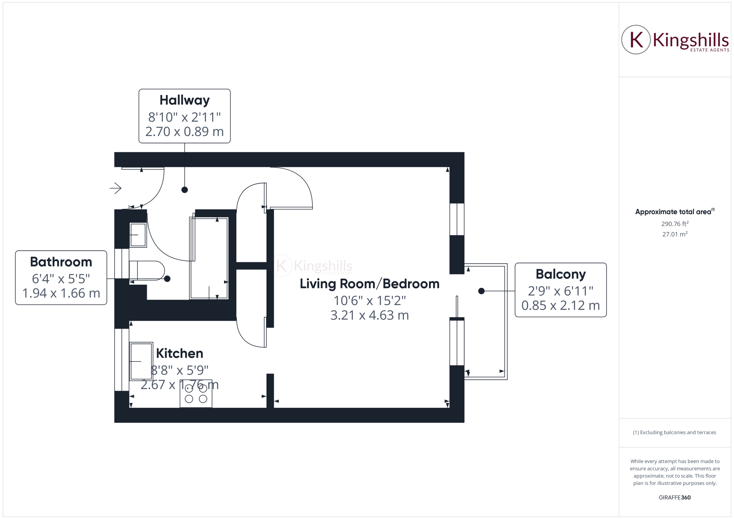 1 bed studio flat for sale in Wyatt Close, High Wycombe - Property floorplan