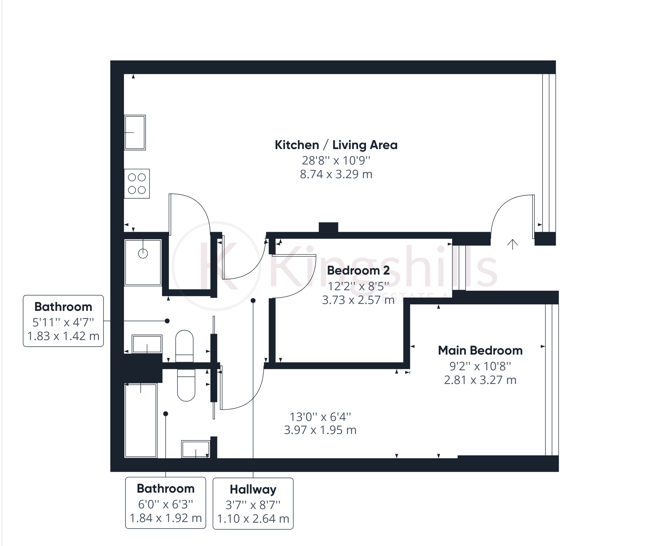 2 bed apartment for sale in Four Ashes Road, High Wycombe - Property floorplan