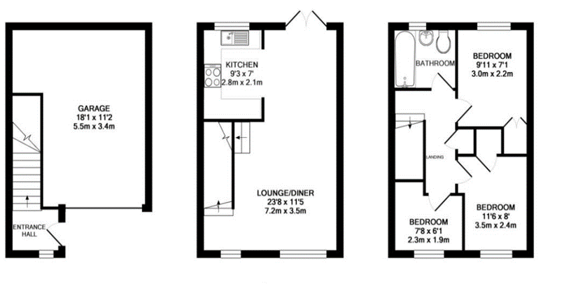 3 bed terraced house for sale in Garratts Way, High Wycombe - Property floorplan