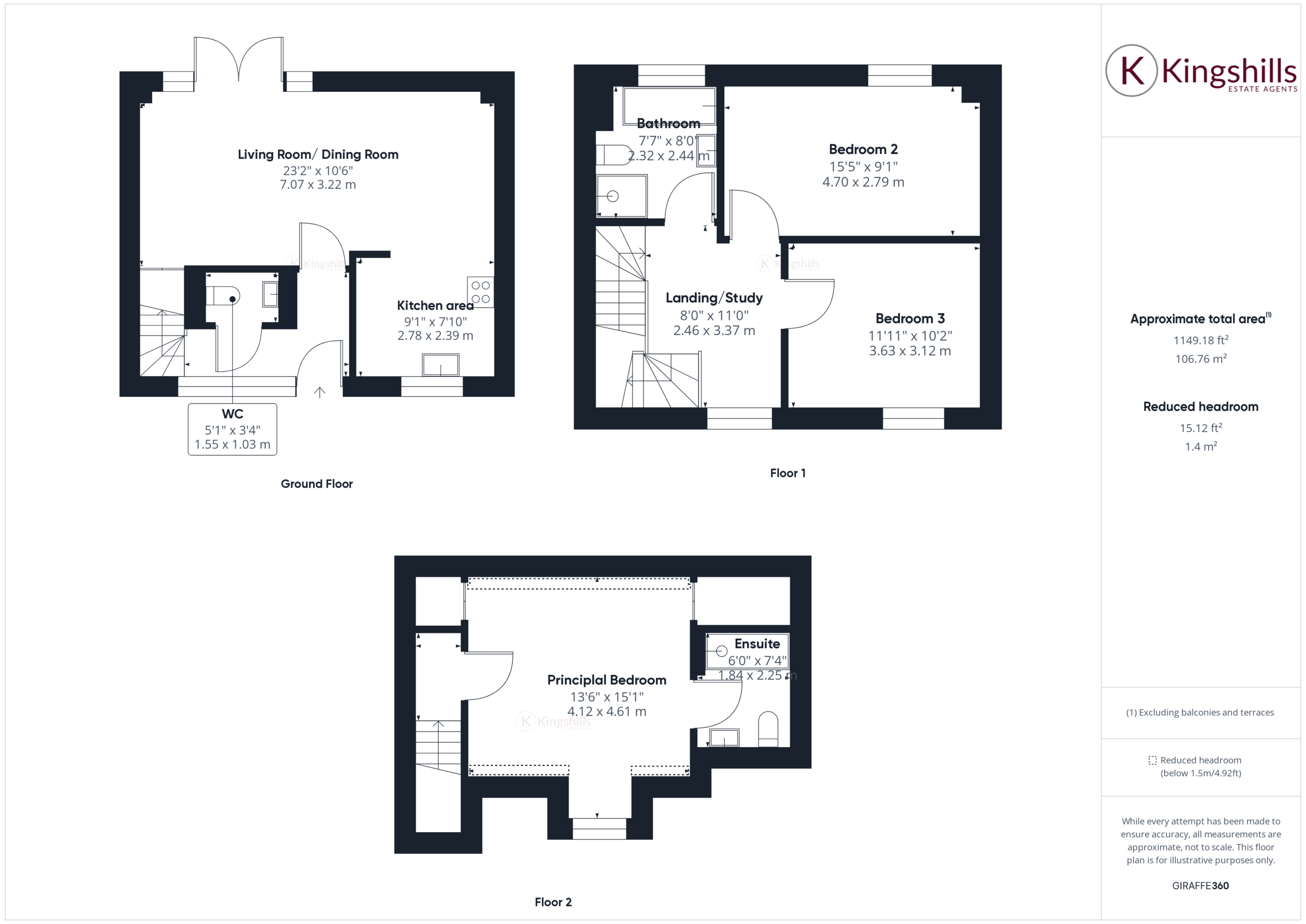 3 bed terraced house for sale in De Havilland Court, High Wycombe - Property floorplan