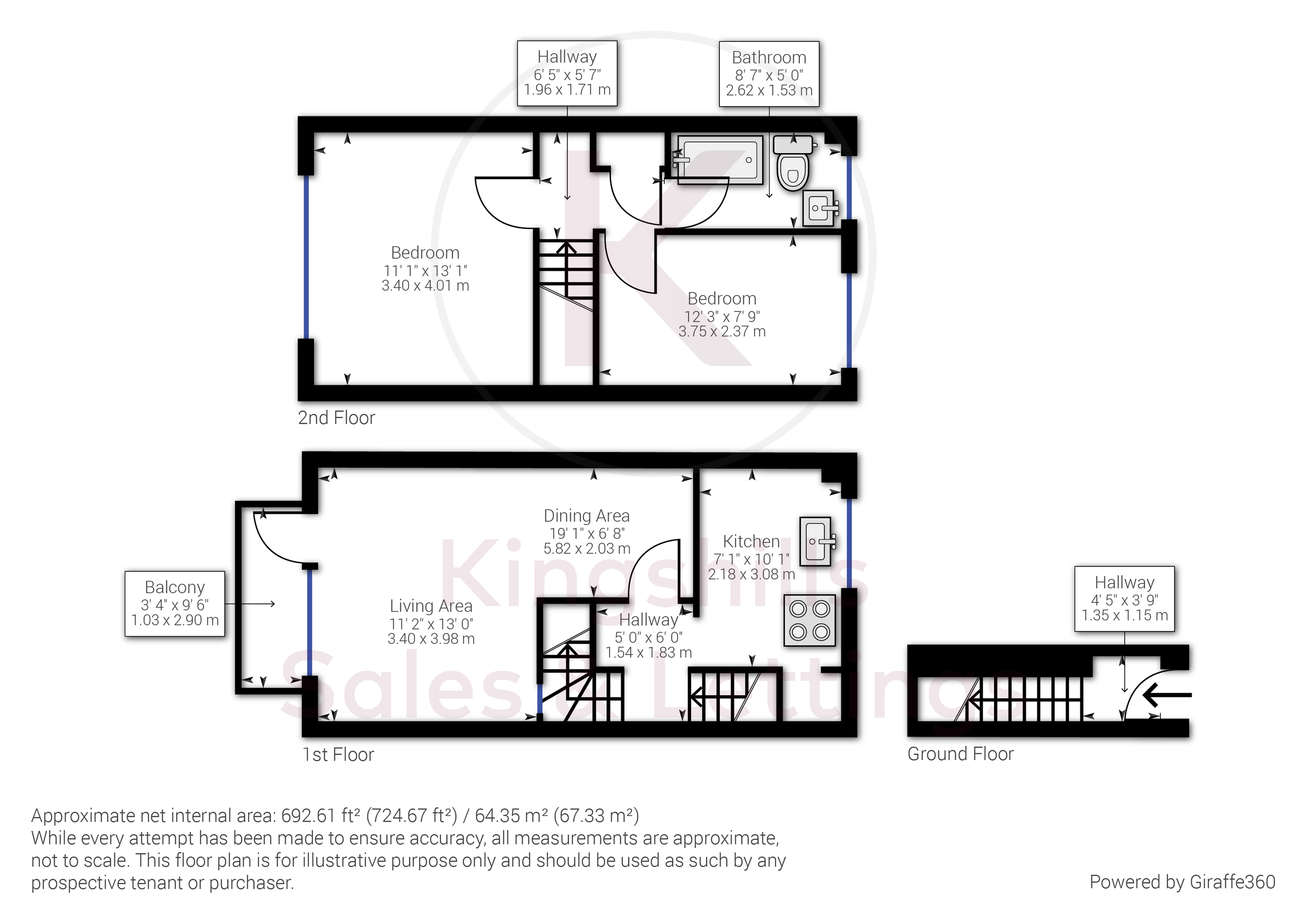 2 bed maisonette for sale in Amersham Hill, High Wycombe - Property floorplan