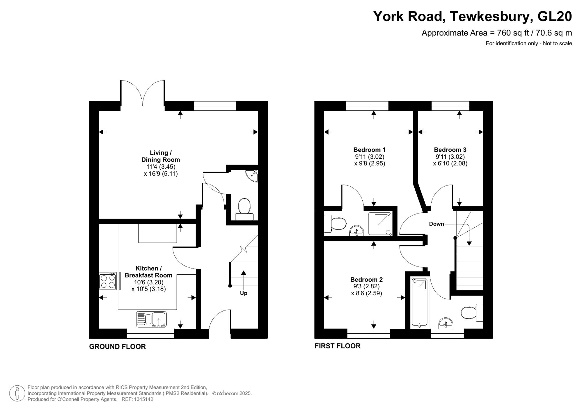 3 bed detached house for sale in York Road, Tewkesbury, GL20 - Property floorplan