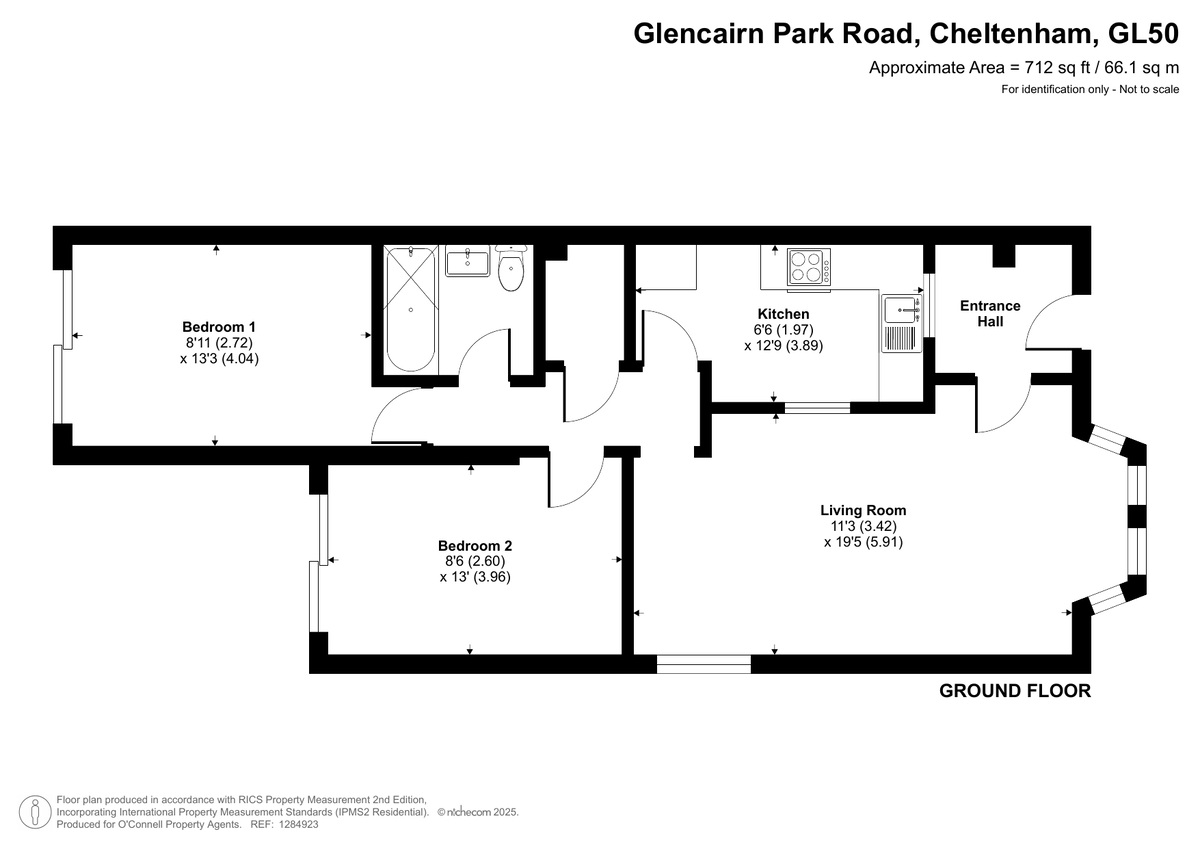 2 bed ground floor flat to rent in Cameron House, Lansdown - Property floorplan