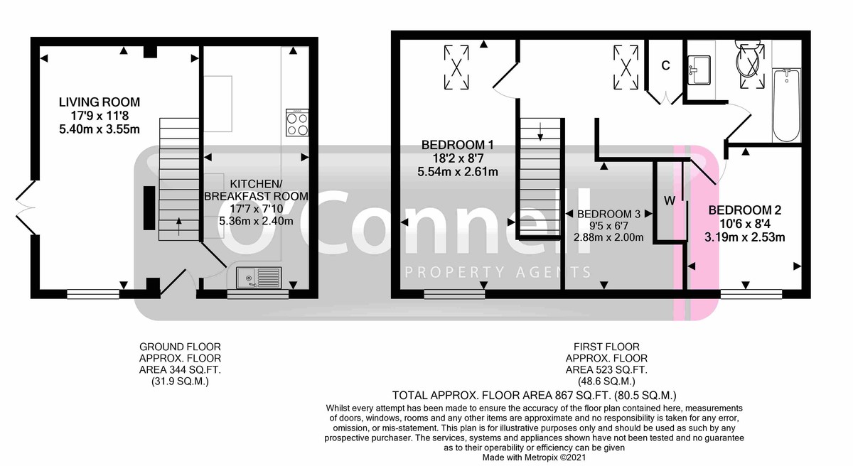 3 bed detached house to rent in Cullingham Close, Gloucester - Property floorplan