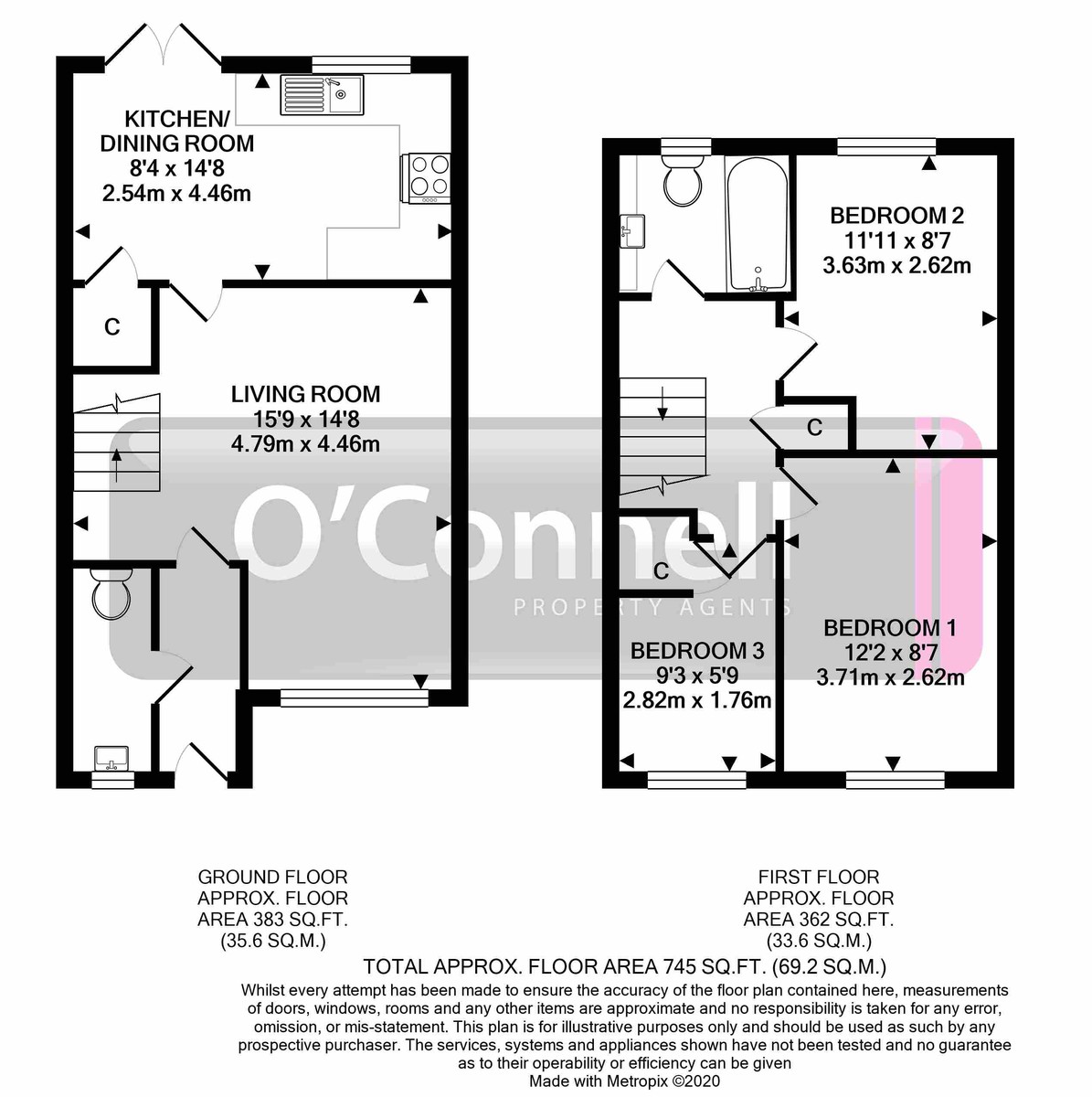 3 bed terraced house to rent in The Forge, Gloucester - Property floorplan