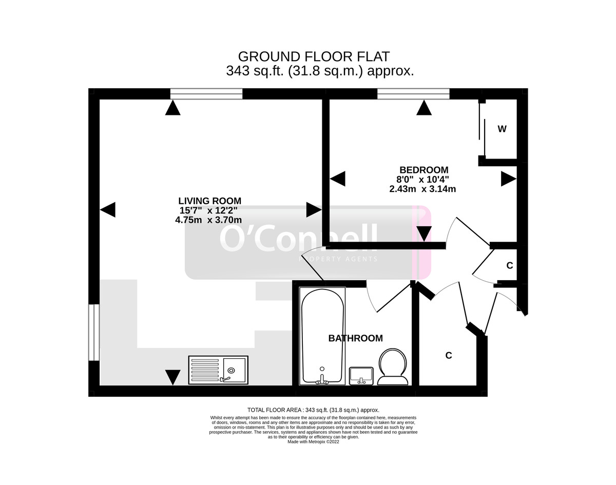 1 bed ground floor flat to rent in Overbury Road, Gloucester - Property floorplan