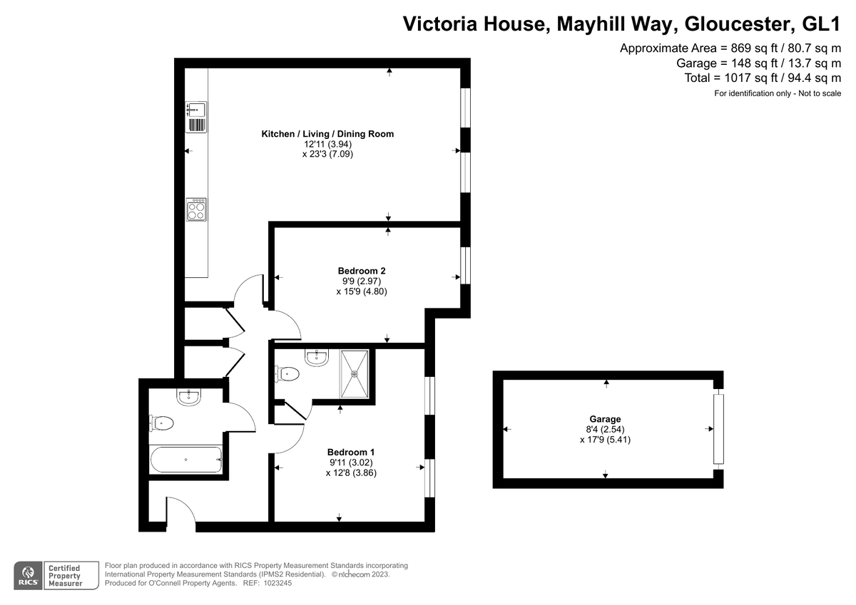 2 bed flat for sale in Victoria House, off Mayhill Way - Property floorplan
