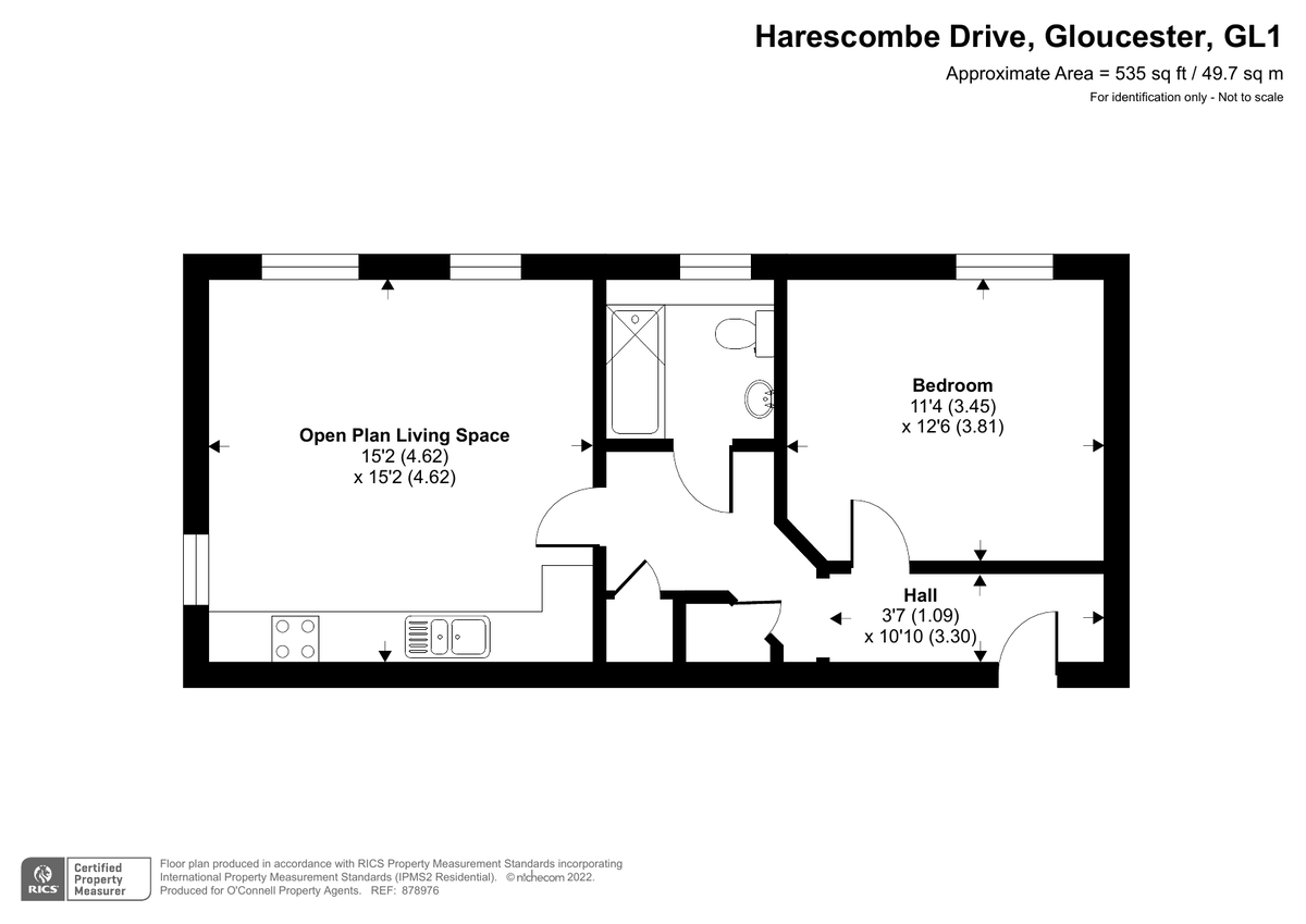 1 bed flat to rent in St James House, Nr To Glos. Royal Hospital - Property floorplan