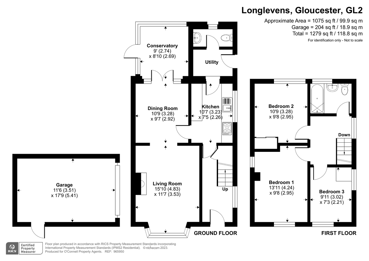 3 bed detached house for sale in Paygrove Lane, Longlevens - Property floorplan