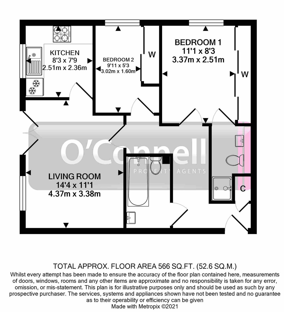 2 bed flat for sale in Bloomfield Terrace, Linden - Property floorplan