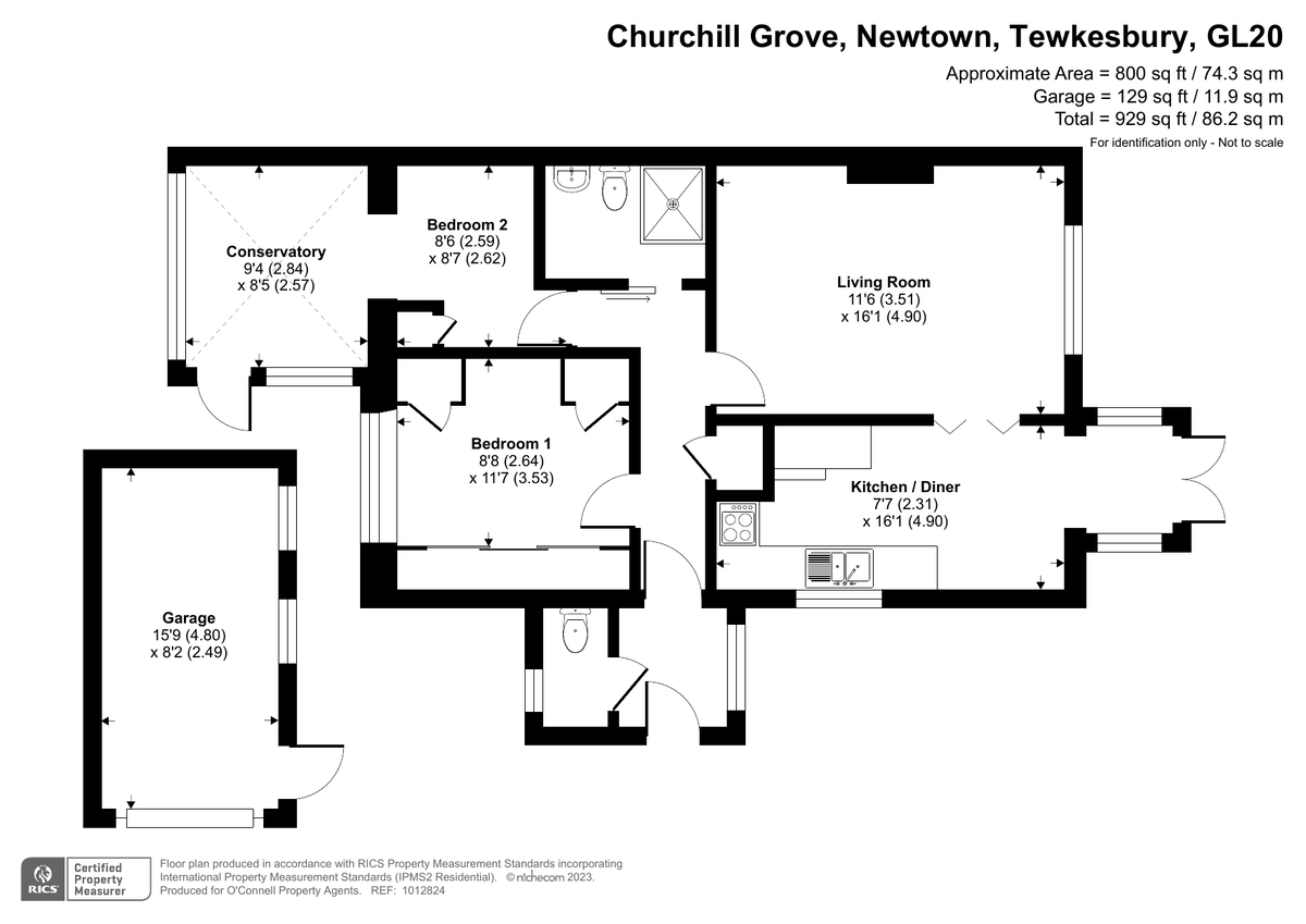 2 bed semi-detached bungalow for sale in Churchill Grove, Newtown - Property floorplan