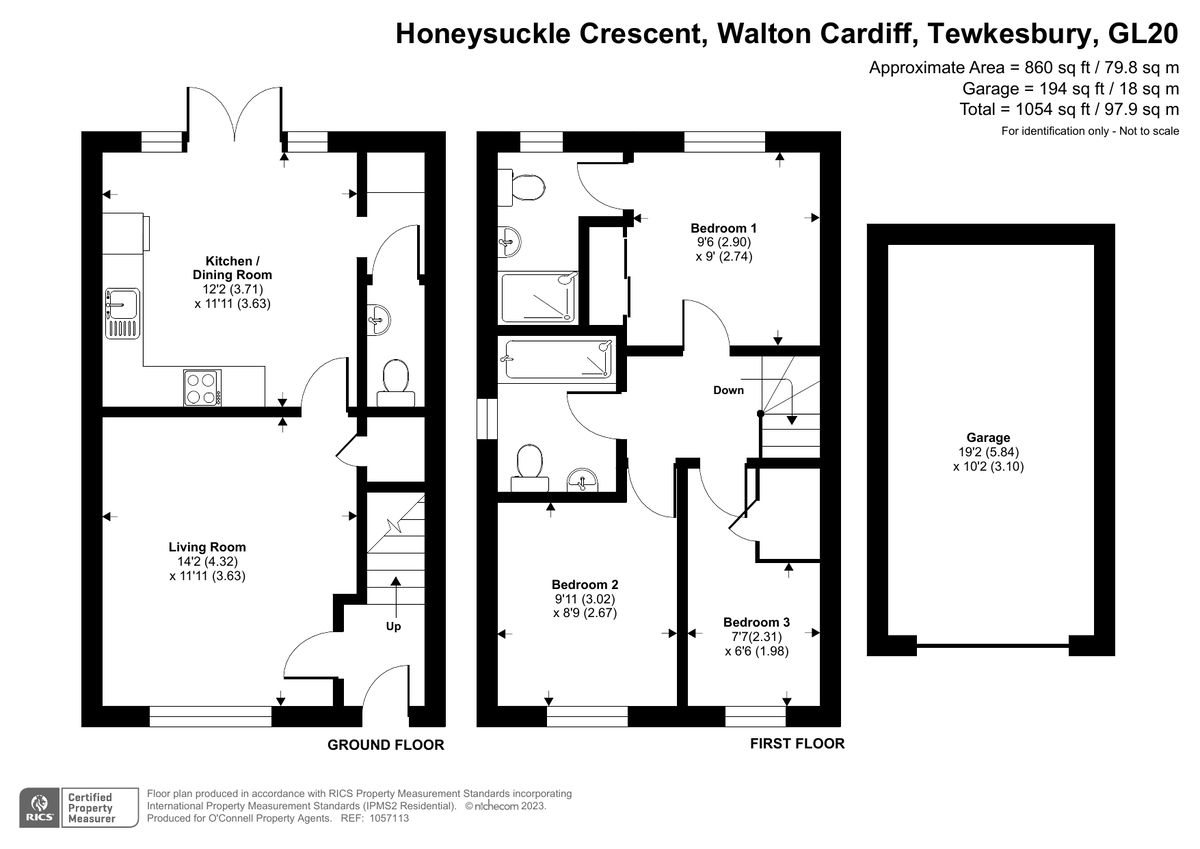 3 bed semi-detached house for sale in Honeysuckle Crescent, Walton Cardiff - Property floorplan