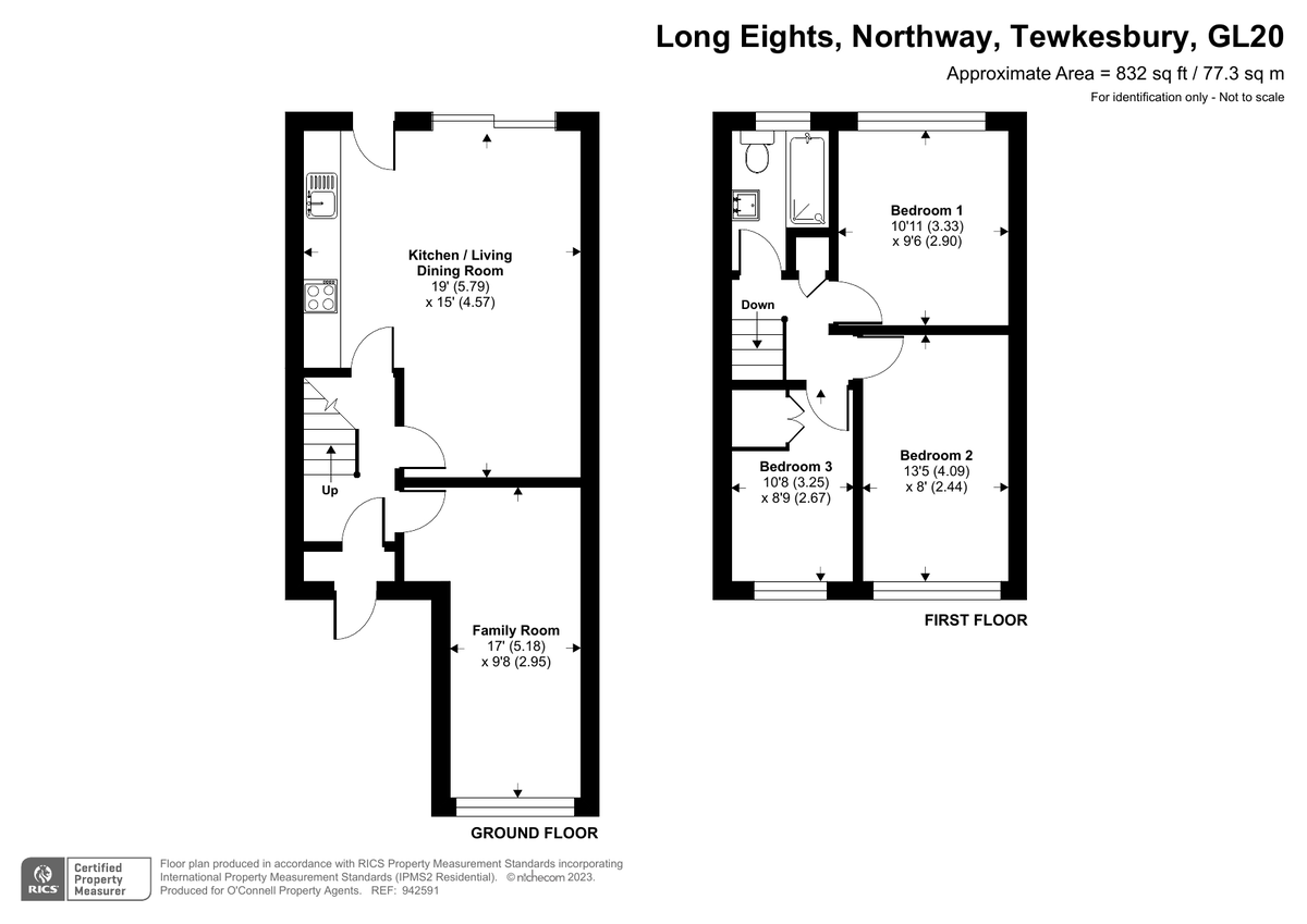 3 bed end of terrace house for sale in Long Eights, Northway - Property floorplan
