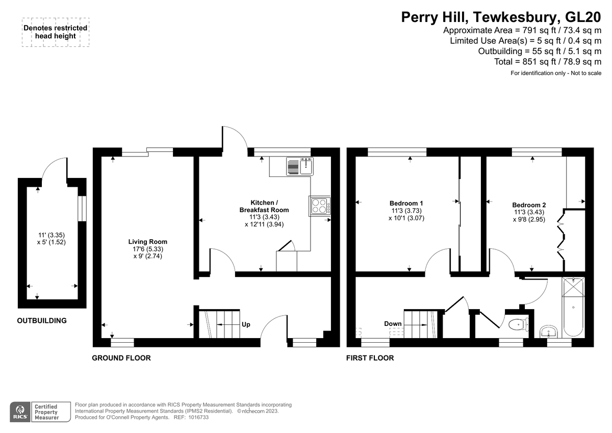 2 bed terraced house for sale in Perry Hill, Tewkesbury - Property floorplan