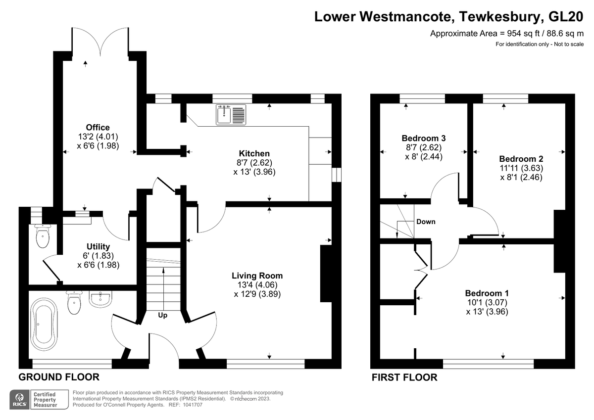 3 bed semi-detached house for sale in Hill Close, Lower Westmancote - Property floorplan