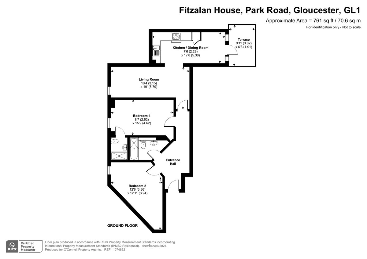 2 bed ground floor flat for sale in Park Road, Gloucester - Property floorplan