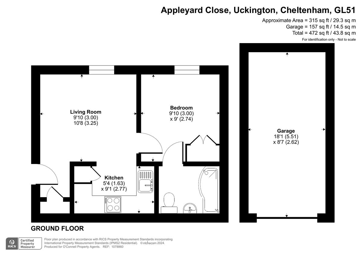 1 bed apartment for sale in Appleyard Close, Uckington - Property floorplan