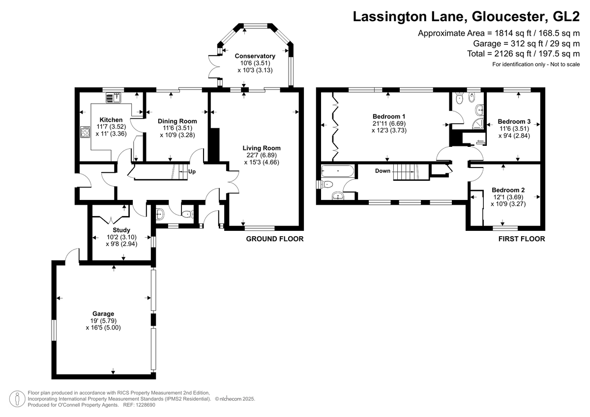 3 bed detached house for sale in Lassington Lane, Highnam - Property floorplan