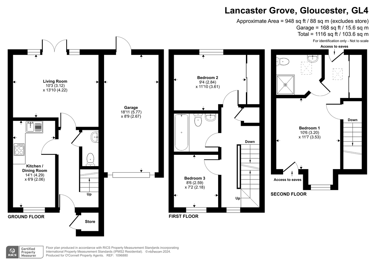 3 bed semi-detached house for sale in Lancaster Grove, Gloucester - Property floorplan