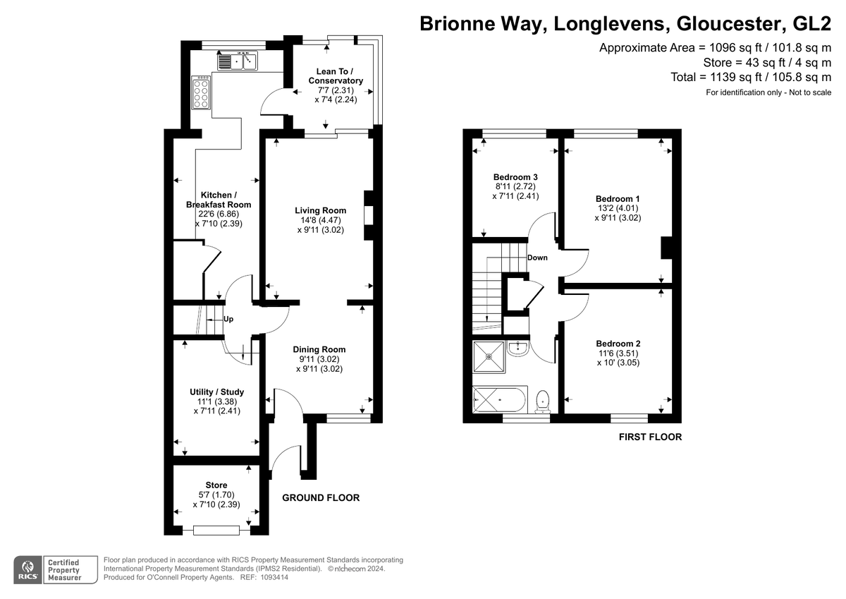 3 bed semi-detached house for sale in Brionne Way, Longlevens - Property floorplan