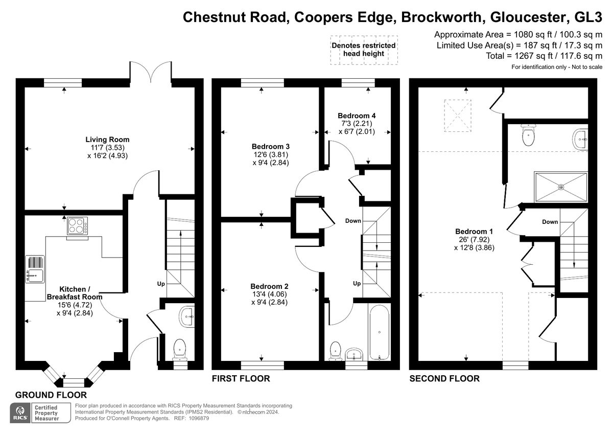 4 bed end of terrace house for sale in Chestnut Road, Coopers Edge, Brockworth - Property floorplan