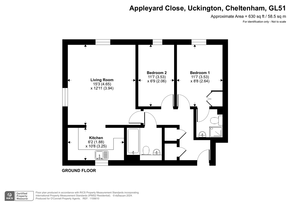 2 bed apartment for sale in Appleyard Close, Uckington - Property floorplan