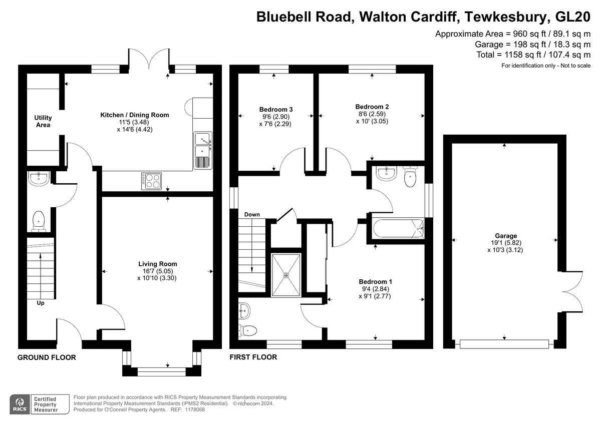 3 bed detached house for sale in Bluebell Road, Walton Cardiff - Property floorplan