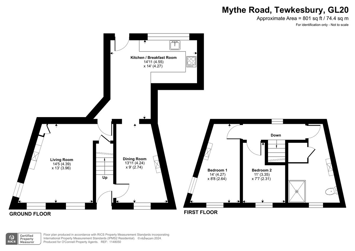 2 bed cottage for sale in Mythe Road, Tewkesbury - Property floorplan