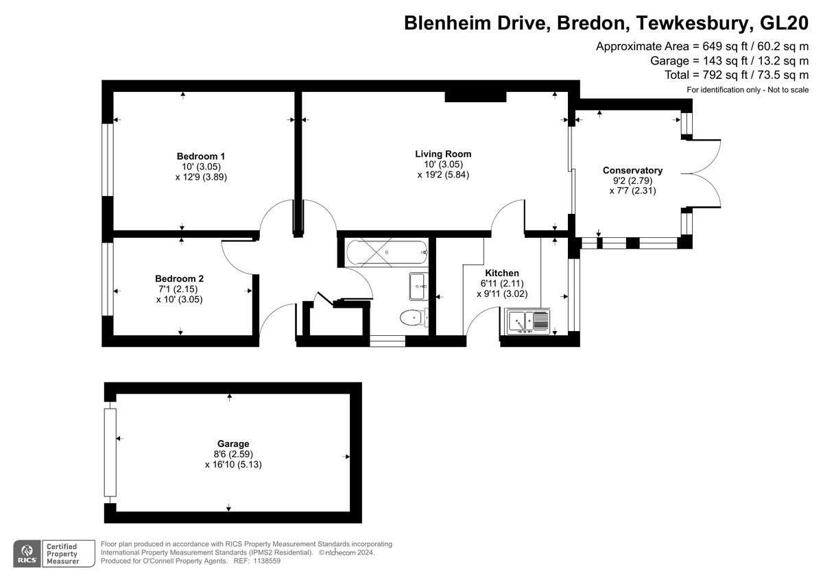 2 bed semi-detached bungalow for sale in Blenheim Drive, Bredon - Property floorplan