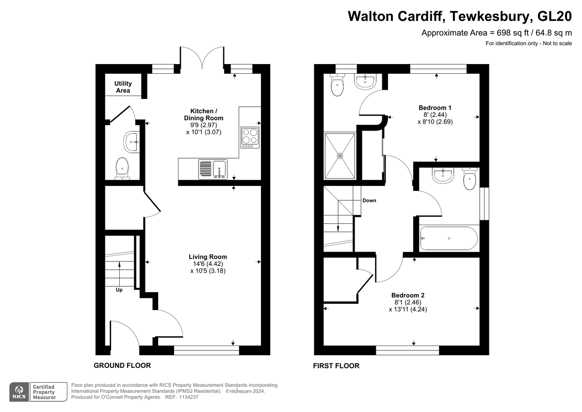 2 bed semi-detached house for sale in Cinnamon Close, Walton Cardiff - Property floorplan